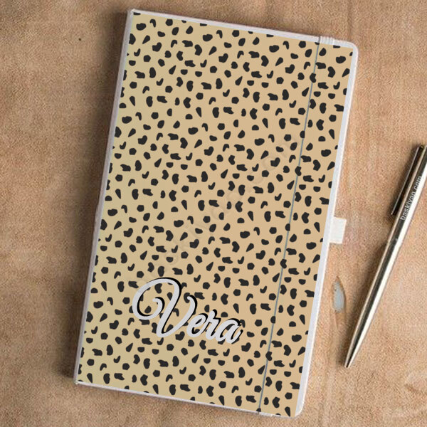 Leopar Desen Beyaz Ajanda – Tarihsiz Beyaz Ajanda / Defter 13X21Cm tasarımı