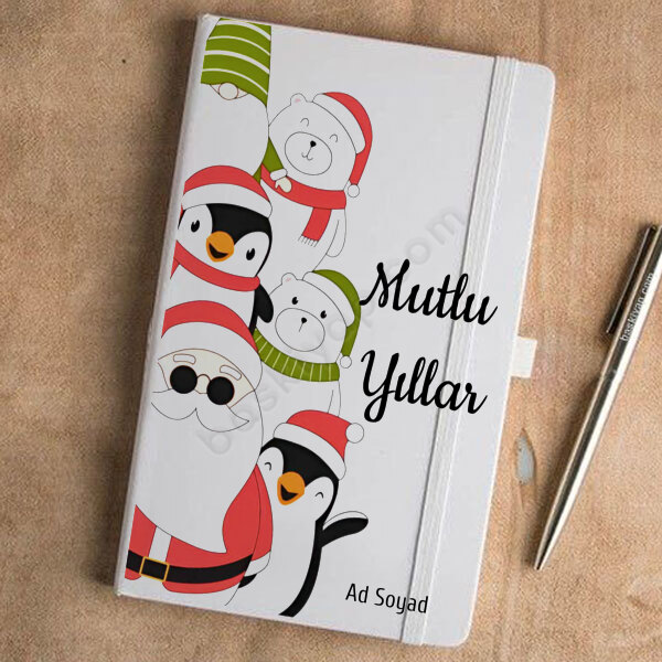 Mutlu Yıllar Tasarımlı Beyaz Ajanda-1 – Tarihsiz Beyaz Ajanda / Defter 13X21Cm tasarımı