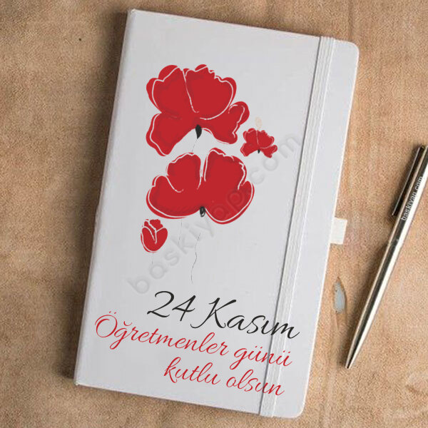 Öğretmenler Günü Yazılı Ajanda – Tarihsiz Beyaz Ajanda / Defter 13X21Cm tasarımı