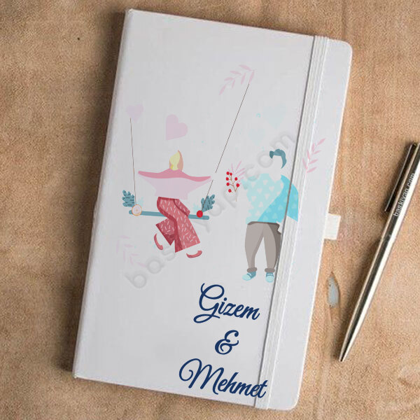 Sevgiliye Hediye Beyaz Ajanda – Tarihsiz Beyaz Ajanda / Defter 13X21Cm tasarımı