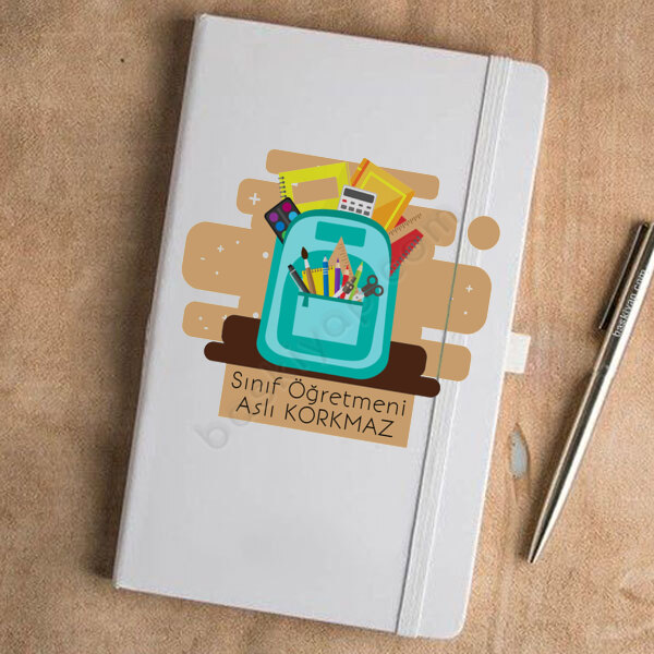 Sınıf Öğretmenine Özel Tasarım Beyaz Ajanda – Tarihsiz Beyaz Ajanda / Defter 13X21Cm tasarımı