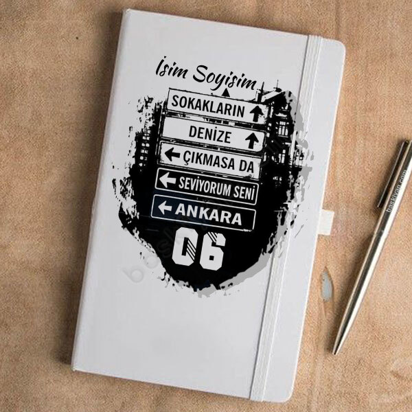 Sokakların Denize Çıkmasada Tasarımlı Defter – Tarihsiz Beyaz Ajanda / Defter 13X21Cm tasarımı