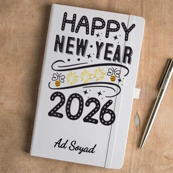 Tarihsiz Yeni Yıl Tasarımlı Beyaz Ajanda online tasarla