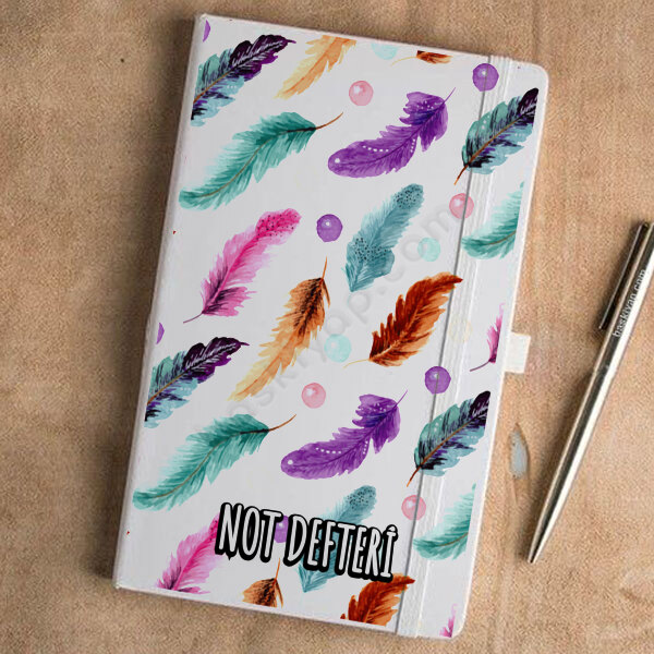 Tüy Fonlu Beyaz Ajanda – Tarihsiz Beyaz Ajanda / Defter 13X21Cm tasarımı