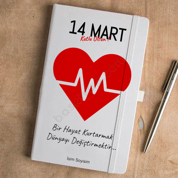 14 Mart Tıp Bayramına Özel Beyaz Ajanda – Tarihsiz Beyaz Ajanda / Defter 13X21Cm tasarımı