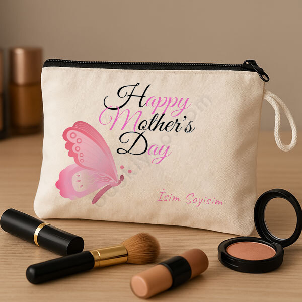 Kelebek Tasarımlı Anneler Günü Makyaj Çantası online tasarla