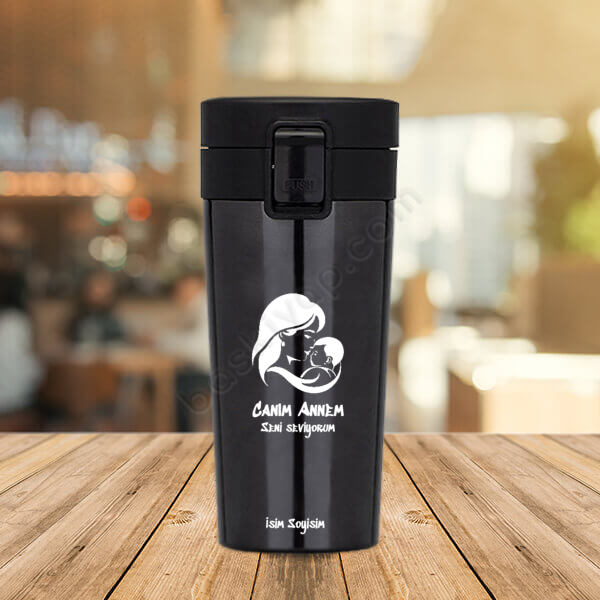 Anneler Gününe Özel Vakumlu Siyah Termos online tasarla