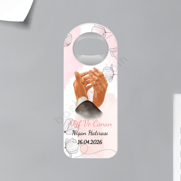 Nişan Hatırası Kişiye Özel Dik Magnet Açacak online tasarla
