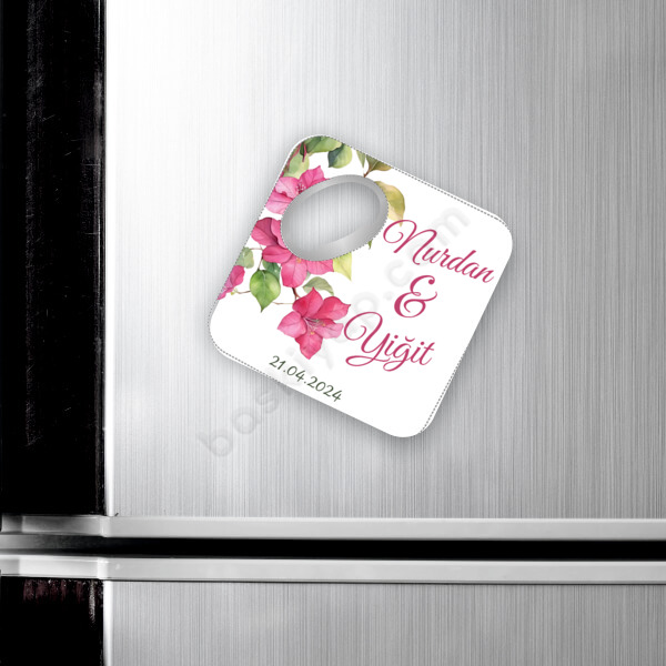 Nişan Hatırası Kare Magnet Açacak online tasarla