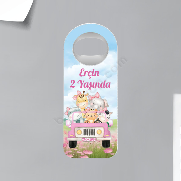 Sevimli Hayvanlar Tasarımlı Kişiye Özel Dik Magnet Açacak-2 online tasarla