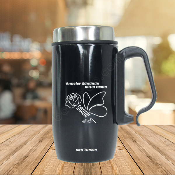 Anneler Gününe Özel Parlak Siyah Termos Bardak-3 online tasarla