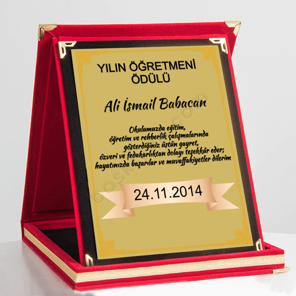 Kişiye Özel Yılın En İyi Öğretmeni Ödülü Baskılı Plaket online tasarla