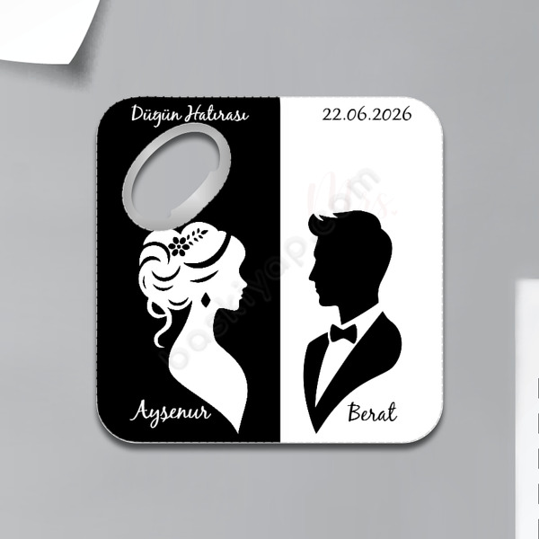 Düğün Hediyelik- Kare Bardak Altlığı Magnet-2 online tasarla