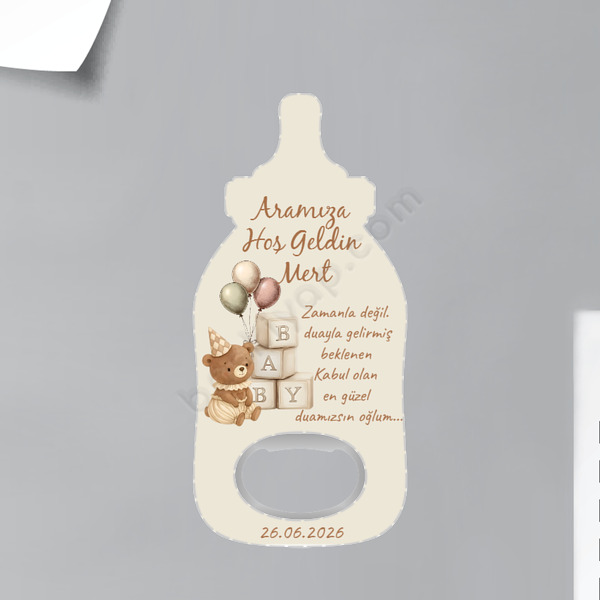 Hoşgeldin Bebek Temalı Kişiye Özel Biberon Magnet Açacak online tasarla