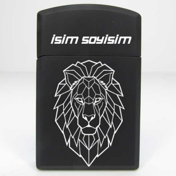 Aslan Tasarımlı Kişiye Özel Hunter Parlak Siyah Metal Çakmak online tasarla