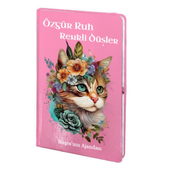 ''Özgür Ruh Renkli Düşler'' Yazılı Tarihsiz Pembe Ajanda online tasarla