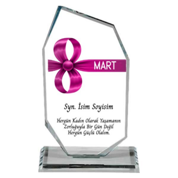 8 Mart Kadınlar Gününe Özel Cam Plaket online tasarla
