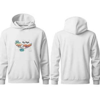 Kişiye Özel Fly High Tasarımlı Kapşonlu Beyaz Sweatshirt online tasarla
