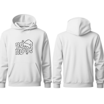 Yılbaşı Temalı Kapşonlu Beyaz Sweatshirt
