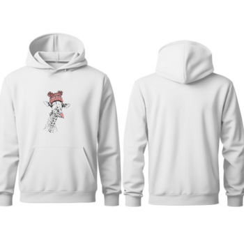 Zürafa Tasarımlı Kapşonlu Beyaz Sweatshirt online tasarla
