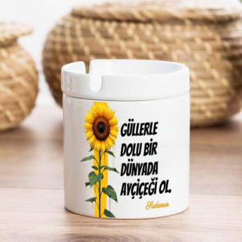Ayçiçek Tasarımlı Kişiye Özel Seramik Küllük