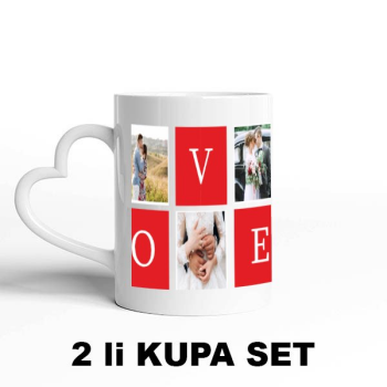 Sevgililere Özel Kalpli Beyaz Kupa online tasarla
