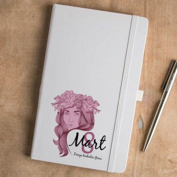 13X21Cm Tarihsiz Beyaz Kadınlar Günü Temalı Ajanda online tasarla
