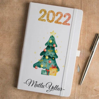 2022 Çam Ağacı Tasarımlı Beyaz Ajanda