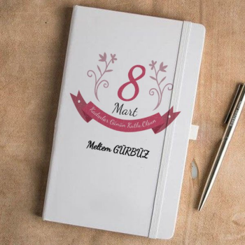 8 Mart Kadınlar Günü Tasarım  Beyaz Ajanda online tasarla