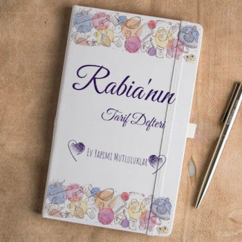 Desenli Tarif Defteri Tarihsiz Beyaz Ajanda / Defter