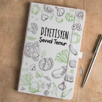 Diyetisyen Tasarımlı Beyaz Defter Ajanda