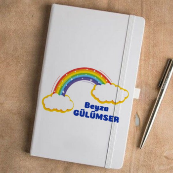 Gökkuşağı Tasarım Beyaz Defter Ajanda online tasarla