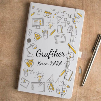 Grafiker Tasarım Beyaz Defter Ajanda – Tarihsiz Beyaz Ajanda / Defter 13X21Cm tasarımı