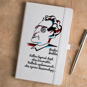 Gustav Mahler Tasarım Baskılı Beyaz Ajanda