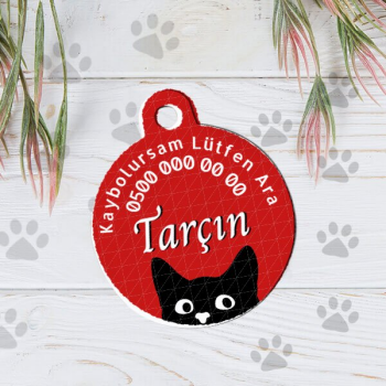 Kaybolursam Ara Tasarımlı Kedi Künyesi online tasarla