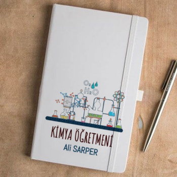 Kimya Öğretmeni Tasarımlı Beyaz Defter Ajanda online tasarla