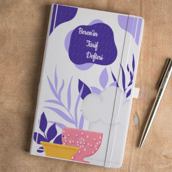Mor Dizayn Tarif Tarihsiz Beyaz Ajanda / Defter