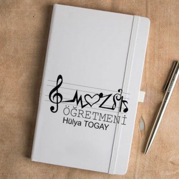 Müzik Öğretmenine Özel Tasarım Beyaz Ajanda online tasarla