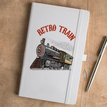 Retro Train Tasarım Beyaz Defter Ajanda online tasarla