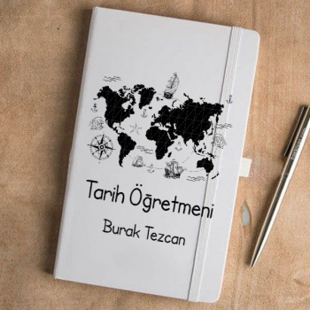 Tarih Öğretmeni Tasarımlı Beyaz Defter Ajanda