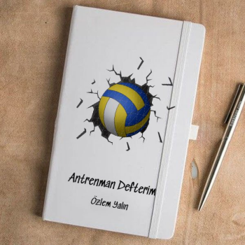 Voleybol Tasarım Beyaz Defter Ajanda