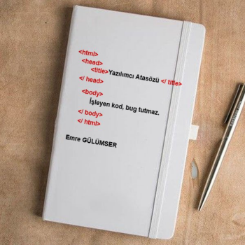 Yazılımcı Tasarım Beyaz Ajanda Defter online tasarla