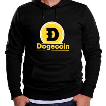 Dogecoin Temalı Kendin Tasarla Siyah Kapşonlu Sweatshirt