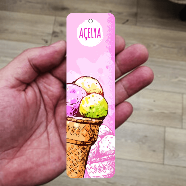Dondurma Baskılı Metal Kitap Ayracı