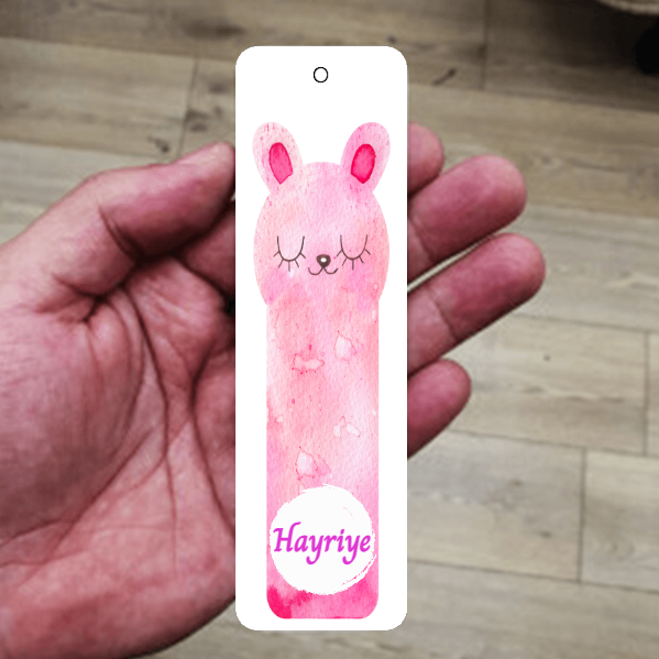 Pembe Tavşan Tasarımlı Metal Kitap Ayracı