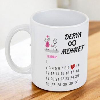 Sevgililere Özel Tarihli Kupa online tasarla