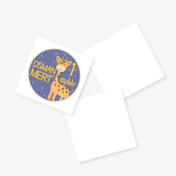 1 Aylık – Baby Shower Kağıt Sticker Kare(Yapışkanlı) tasarımı