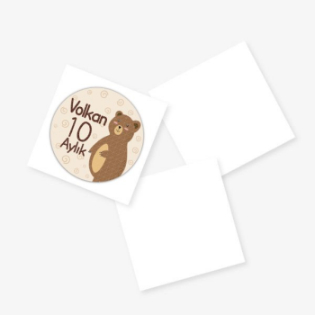 10 Aylık – Baby Shower Kağıt Sticker Kare(Yapışkanlı) tasarımı