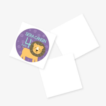 4 Aylık – Baby Shower Kağıt Sticker Kare(Yapışkanlı) tasarımı