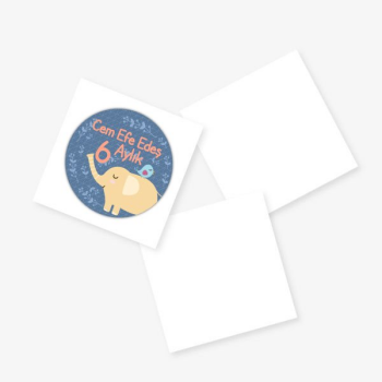 6 Aylık – Baby Shower Kağıt Sticker Kare(Yapışkanlı) tasarımı